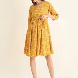aayu Floral Printed Fit & Flare Dress-image-55