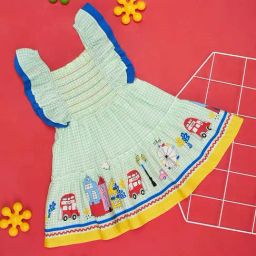 Pantaloons Baby Kids Green Cotton Chequered Dress-image-101