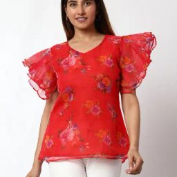 Prettify Red Floral Print Top-picture-11