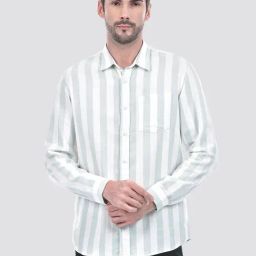 Numero Uno Mint & White Regular Fit Striped Shirt-image-34