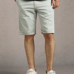 Louis Philippe Grey Cotton Slim Fit Shorts-picture-14