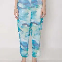 Zink London Blue Printed Trousers-image-89