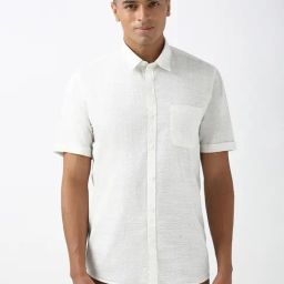Peter England Beige Cotton Slim fit Print Shirts-image-103