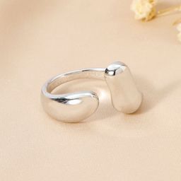 SALTY Chunky Molten Metal Silver Ring For Women & Girls Stylish Adjustable Finger Ring-image-34