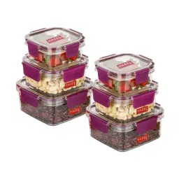 HAZEL Transparent Plastic Airtight Leak proof Microwave Safe Container - Set of 6-image-0