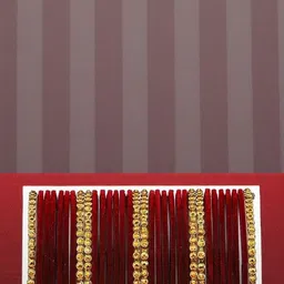 SAVORADE Set Of 12 Maroon Glass Bangle-picture-35