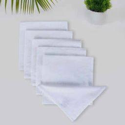Fabindia Home Sarah White Cotton 140 TC Napkins - Set of 6-10