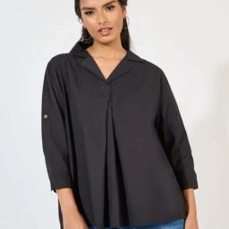 Styli Black Plain Shirt-image-41