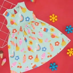 Pantaloons Junior Mint Green Cotton Printed Dress-picture-23