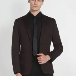 Arrow Maroon Slim Fit Self Pattern Blazer-picture-1
