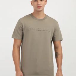 Calvin Klein Jeans Brown Cotton Regular Fit Logo Printed T-Shirt-image-70