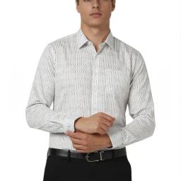 Van Heusen White Cotton Slim Fit Striped Shirt-picture-15