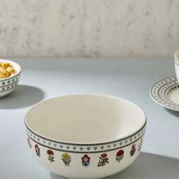 Fabindia Home Ramya Red & White Ceramic Small Serving Bowl (800ml)-31