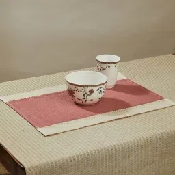 Fabindia Home Cerise Brown & Beige Cotton 525 GSM Table Mats - Set of 6-image-89