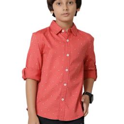 Under Fourteen Only Kids Red Printed Full Sleeves Shirt-96