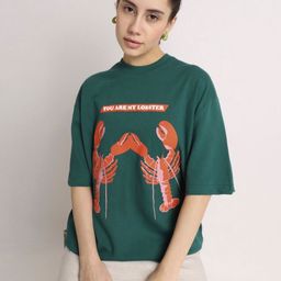 Weezy Women Bio Finish Graphic Printed Round Neck Pure Cotton Oversized T-shirt-image-87