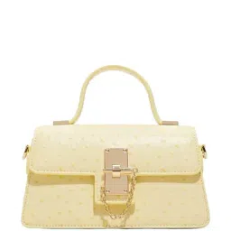 ALDO Light Yellow Textured Small Handbag-image-64