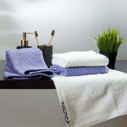 Nautica Cross View White & Grapemist Cotton 600 GSM Fluffy Zero Twist Hand Towel - Set of 4-42