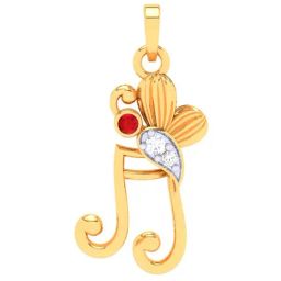 P.C. Chandra Jewellers 14k Yellow Gold Musical Note Butterfly Pendant-image-32