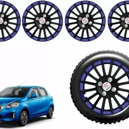 Auto Pearl CBB09 R13  33.02 cm (13 Inch) Press Type Wheel Hubcap with Retention Ring Glossy Black Blue Wheel Cover for Datsun Datsun GO T Option CVT Petrol (Set of 4)-image-78
