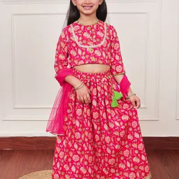 Campana Girls Printed Pure Cotton Ready to Wear Lehenga & Blouse With Dupatta-13