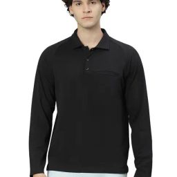 Slowave Black Regular Fit Polo T-Shirt-image-19