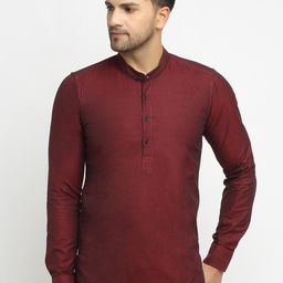 Cross Court Band Collar Pure Cotton Straight Short Kurta-image-97