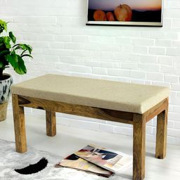 Ikiriya Beige & Brown Wood Accent 2 Seater Bench-picture-18