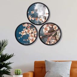 999Store Pink Mdf Flowers Round Wall Art - Set of 3-image-92