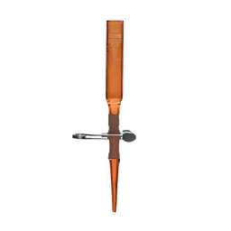 ABGIL Burette Class B Accuracy 100 ml Amber Borosilicate Glass with Jet Medium Wall for Pinch Cock, BRT-AC-113-07-30