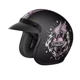 Studds JETSTAR CLASSIC D6 DECOR BLACK (600 mm) X Large Open Face Helmet, D6 GOOD GIRL GONE BAD-picture-20