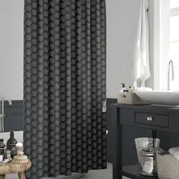ArtzFolio Black & Grey Geometric Printed Waterproof Shower Curtain-16