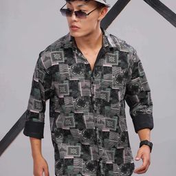 7TH LEGION Men Smart Fit Geometric Printed Spread Collar Cotton Casual Shirt-image-81