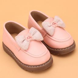 Babyoye Slip On Party Wear Shoes with Bow Applique - Pink-image-67