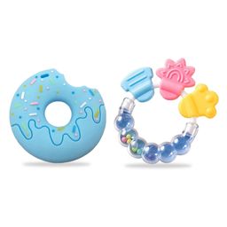 Chinmay Kids Baby Food Shape Silicone Donut Teether & Bell Teether - Blue-19