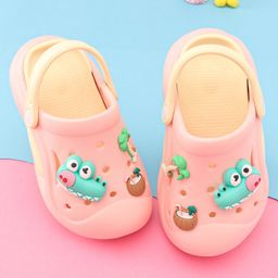 Oh! Pair Slip On Clogs with Croc Applique & Back Strap - Pink-picture-1