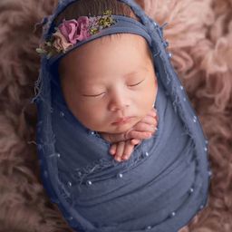 MOMISY Baby Photography Photoshoot Props Breathable Blanket Swaddle Wrap- Pearl (Navy)-image-89