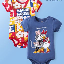 Babyoye Disney Interlock Knit Half Sleeves Onesies With Minnie Mouse Graphics Pack of 2 - Blue & Red-image-11