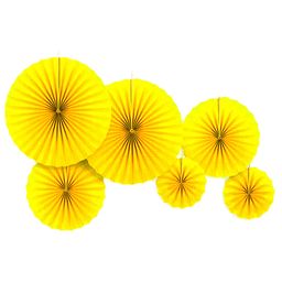 Decor Mantra flower shape homedecoartion paper fan for birthday , baby shower- Yellow - Pack of 6-9