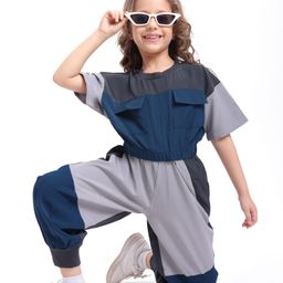OLLINGTON ST. Woven Taffeta Color-Blocked Half Sleeves Top & Joggers - Multicolor-picture-10