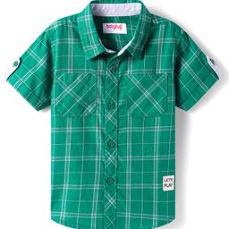 Babyhug Cotton Woven Half Sleeves Check Shirt - Green-image-81