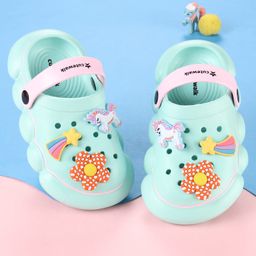 Cute Walk by Babyhug Backstrap Closure Clogs With Unicorn & Floral Applique - Light Blue.-image-32