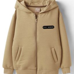 Little Kangaroos Woven Full Sleeves Hooded Sweatjacket With Patch Detailing - Beige-picture-42