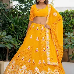 PRETTY PALLU Embroidered Thread Work Ready to Wear Lehenga & Blouse With Dupatta-picture-39