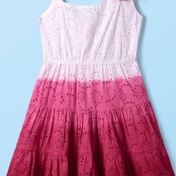 ARIAS By LARA DUTTA Girls Floral Self Design Schiffli Tiered Fit and Flare Dress-picture-17