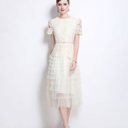 JC Collection Lace-Up Detail Fit and Flare Midi Dress-picture-15