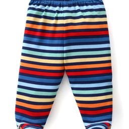 Babyhug Interlock Knit Striped Bootie Leggings with Vehicle & Text Print Pack of 3 - Multicolour image 4