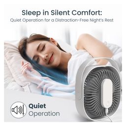 Portronics CoolCube Portable Desktop Fan with 2400mAh Battery, Type-C Charging, 360° Rotation,3 Speed Modes Up to 2500 RPM, BLDC Motor, Quiet Operation, Up to 3 Hour Playtime, For Home andOffice,White image 4