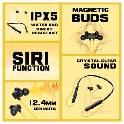 Onelife Neo Beat Bluetooth Wireless Neckband with Up to 50 Hrs Playtime Dual Device Pairing Type C Interface and Magnetic in Ear Buds-Yellow image 5