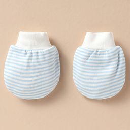 Ben Benny Interlock Knit Cap Mitten & Booties Set with Stripe Print Light Blue & White - Diameter 10 cm image 5